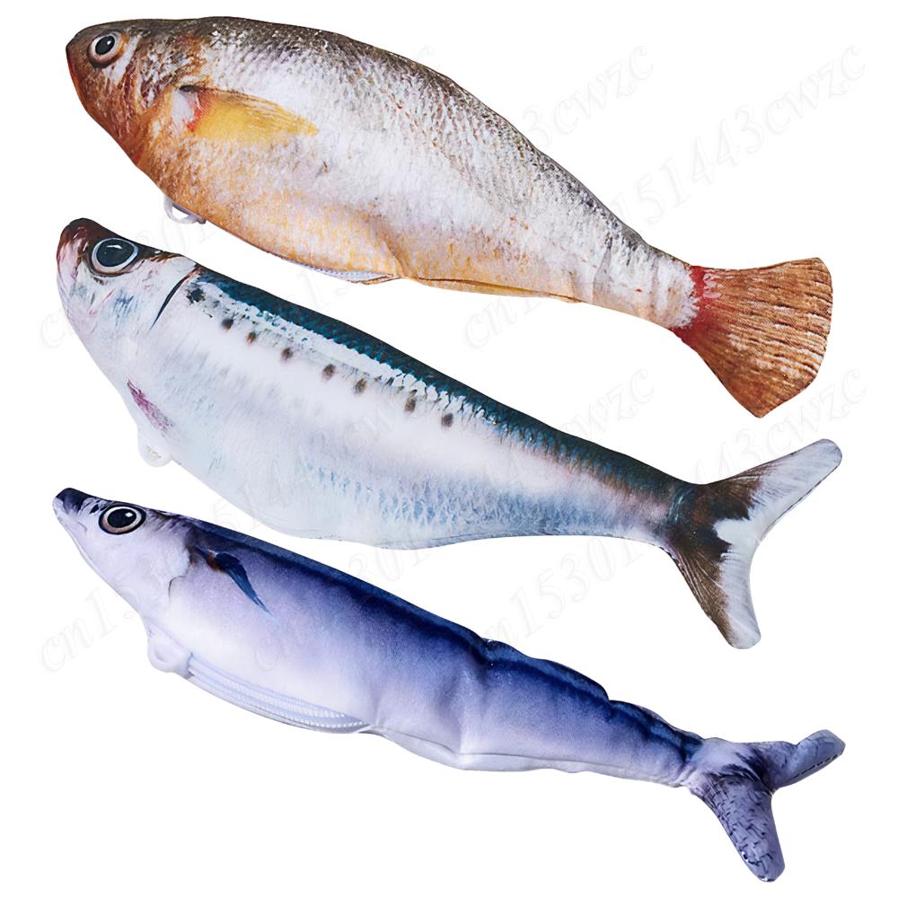 Simulation Fish Cat Toys Soft Plush Activated Kitten Toy Anti-Bite Active Moving Pet Plush Toy for All Breeds Cat Kicker