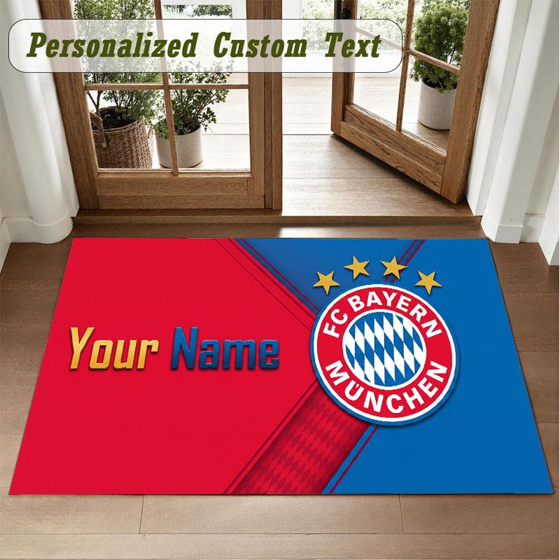 Crystal Velvet Square Rug Custom NameBayern Munich Pattern Non Slip Home Floor Decor Rug