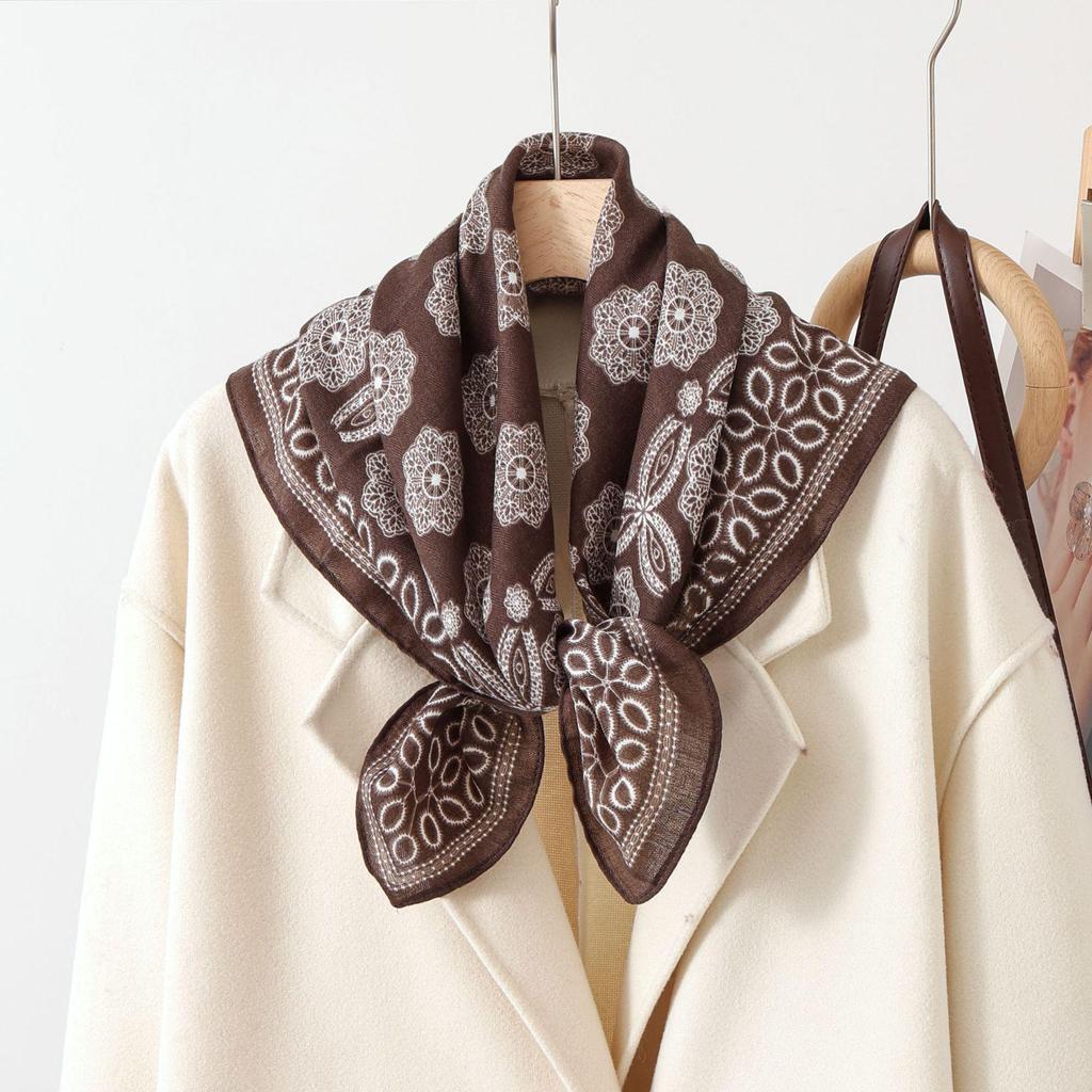 Paisley Patchwork Cotton & Linen Square Scarf for Women - Silk Neck Tie for Shirts, Suits & Waist - Spring/Summer Fashion Accessory