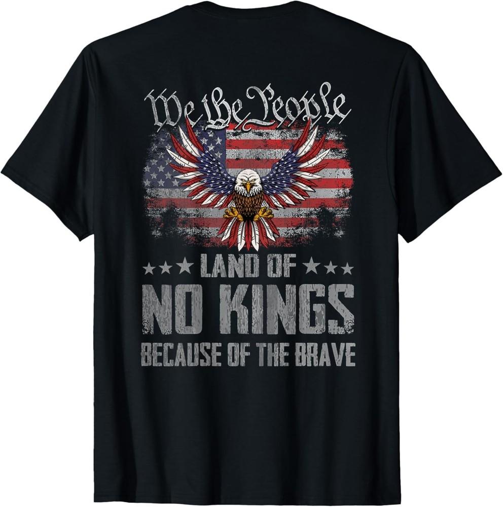 

No Kings Shirt America Vintage Flag No Kings Day (On Back) T-Shirt S