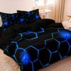 3Pcs Blue Black Geometric Honeycomb Pattern 3D Print Quilt Cover Set Soft Comfortable Doona Duvet Cover For Bedroom