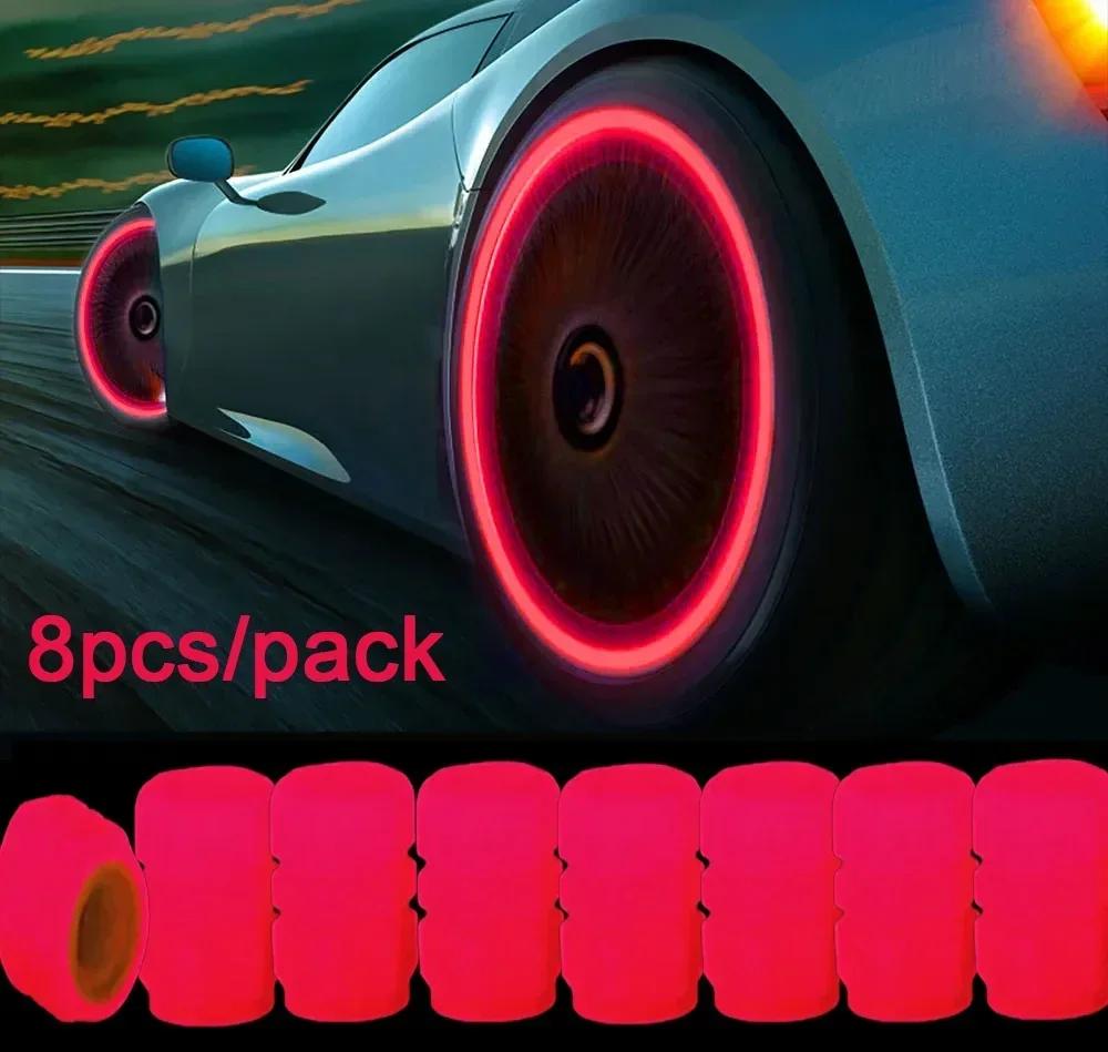 1/20pc Luminous Valve Caps Fluorescent Night Glowing Car Decor Universal Motorcycle Bicycle Dustproof Tyre Valve Decorative Stem