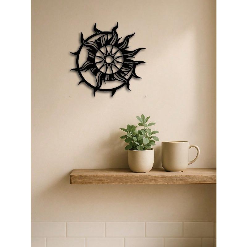 Sunburst Solar System Wall Art Modern 2D Metal Planet Sculpture Space Galaxy Decor Gift