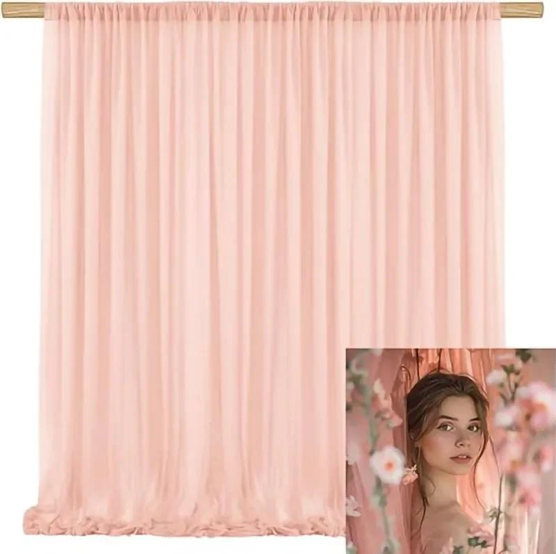 1 Panel Chiffon Backdrop Curtains, Wrinkle-Free Sheer Chiffon Fabric Curtain Drapes Wedding Ceremony Arch Party Stage Decor