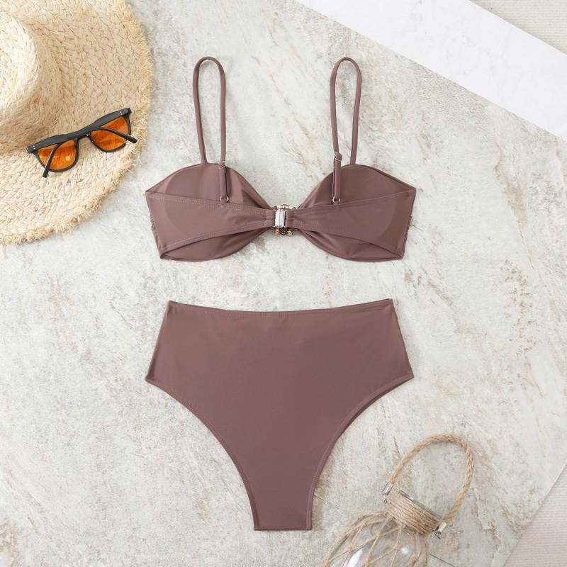 Swimsuit Feminine Solid Color Suspender Tube Top Bikini Beach Vacation Women