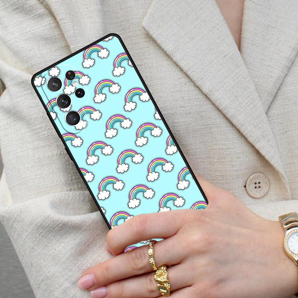 Rainbow Cute Cartoon Cell Phone Case for Samsung Galaxy S26 Ultra S25 S24 S23 S22 S21 S20 Note10 Cover