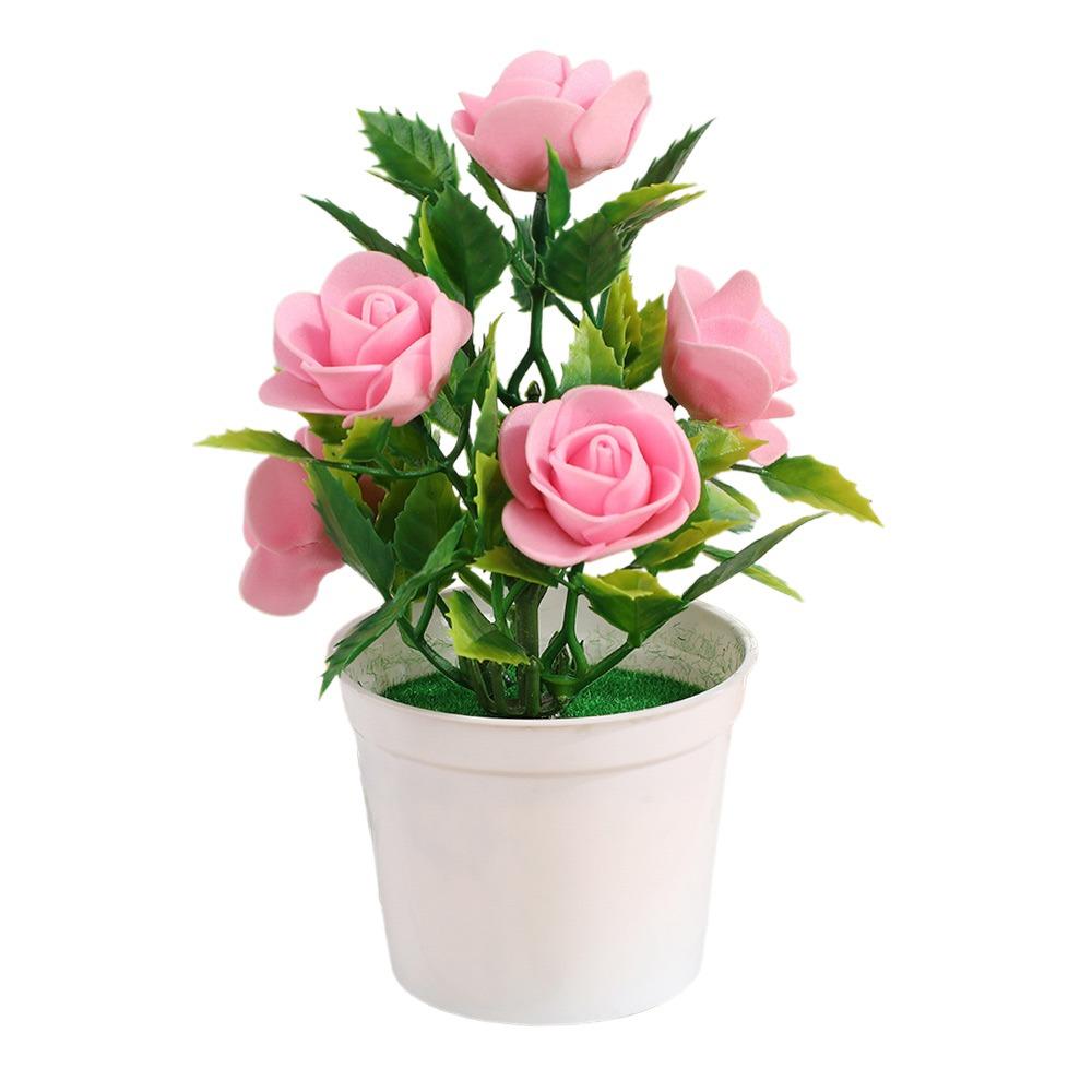 Multicolor Artificial Rose Bonsai Craft Photography Props Simulated Potted Flower Wedding Favors Scene Model