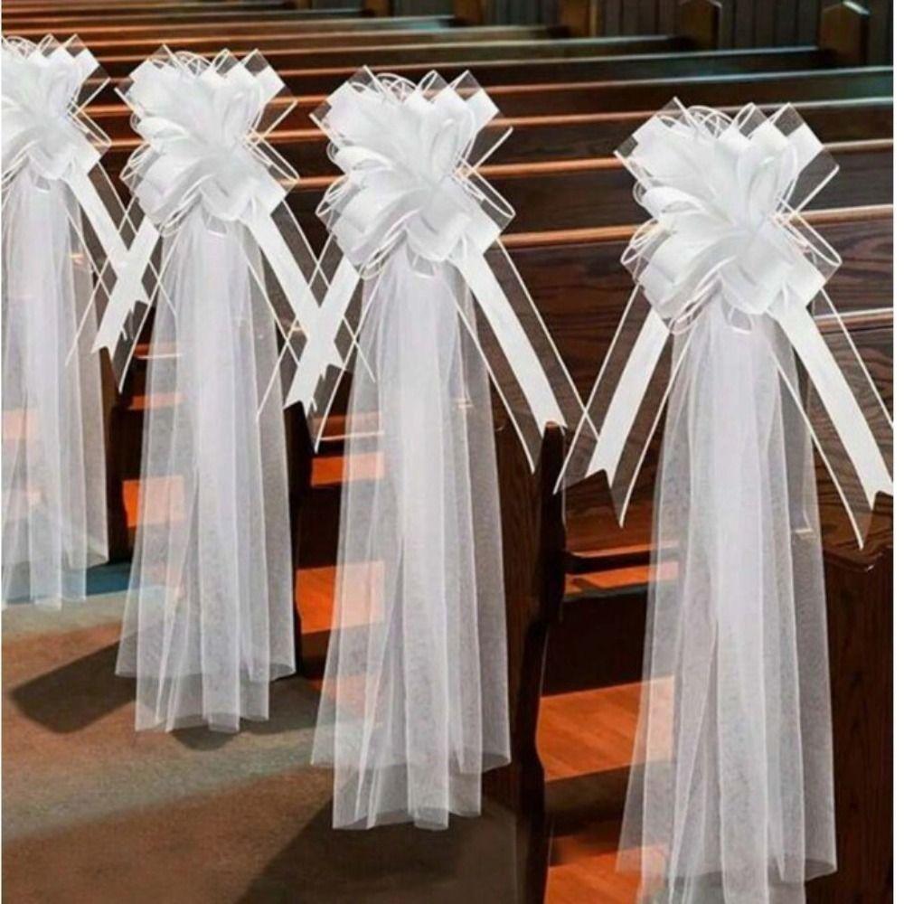 White Wedding Bow Large White Wedding Bow Big Church Wedding Pew Bows Bridal Shower