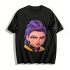 Cooles Lila Geflochtenes Sassy Girl Print Top Street Style Edgy Lässig Vielseitiges Rundhals-T-Shirt Reines Baumwoll-T-Shirt