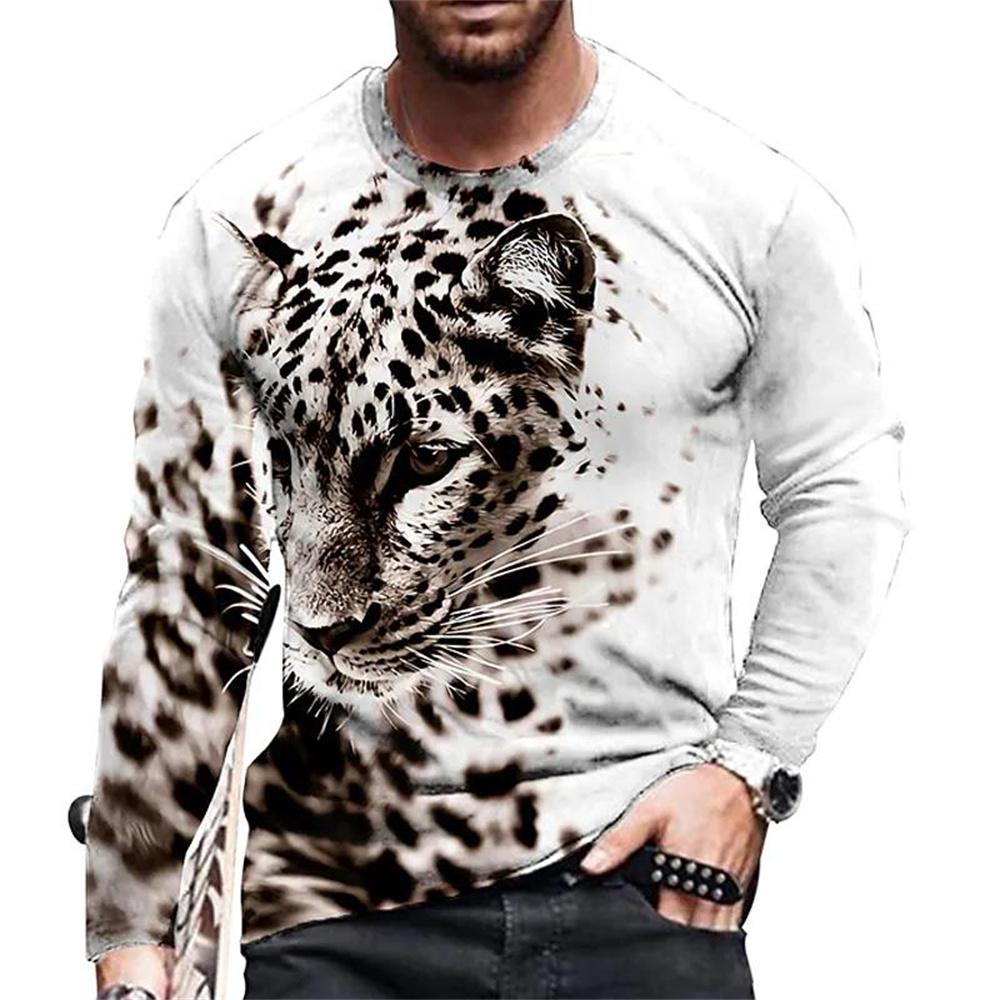 3D Tiger Tops Loose Crew Neck T Shirt Animal Mens Clothes Oversized Breathable Clothing