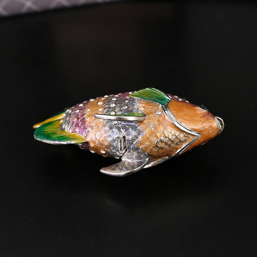 Retro clownfish ornament jewelry box with lid enamel collection jewelry storage box diamond-encrusted metal handicrafts