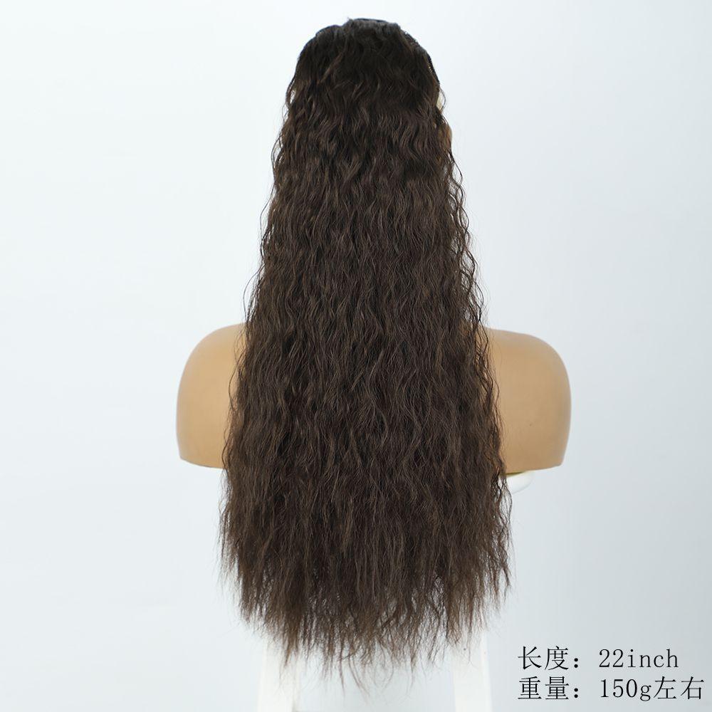 European American Wig Women Fluffy Long Curly Hair Corn Perm Wool Roll Drawstring Ponytail High Temperature Silk