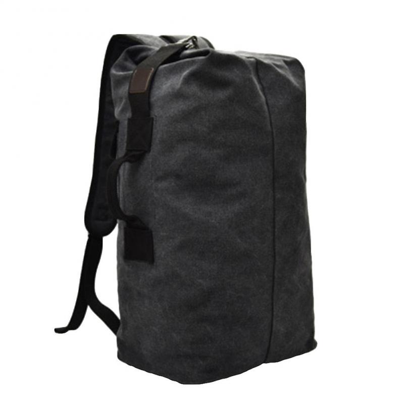 Portable Travel Men Solid Color Canvas Backpack Large Capacity Sport Rucksack