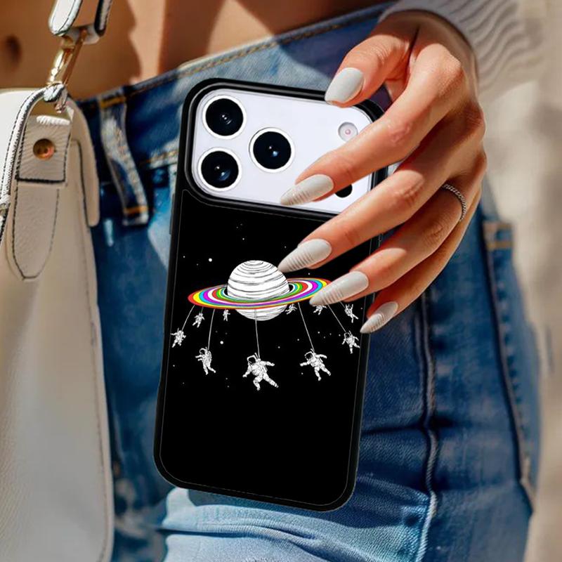 Starry Space Moon Astronaut Aesthetic Phone Case For iPhone 17 Air 14 15 13 12 Max Cover For Apple 16e 11 Pro Max Plus Coque