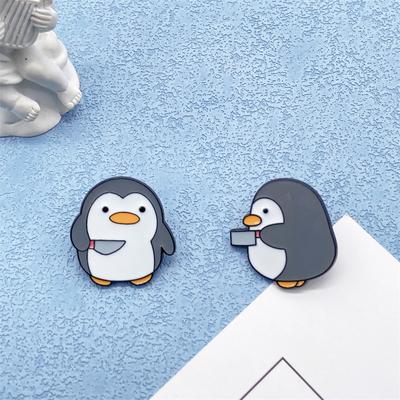 Penguin Hand Tool Fun Fashion Metal Brooch Cartoon Cute Animal Badge Men's and Women's Clothing Lapel Pin Accessories