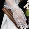 Thin Wedding Mittens Breathable Short Black Mittens Beautiful Mesh Lace Gloves  Female