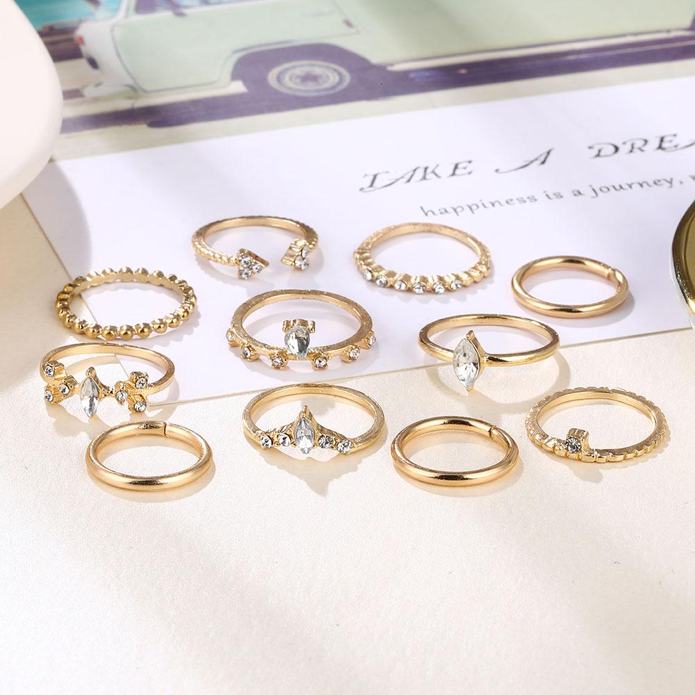 Rock Metal Geometric Round Punk Ring Set Open Index Finger Accessories Buckle Joint Tail Ring Women's Jewelry