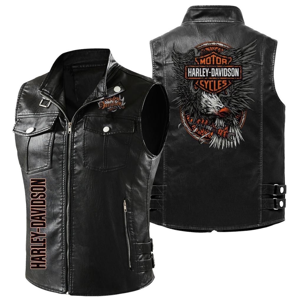 Spring and summer new unvelvet high-end locomotive leather jacket vest motorcycle rider Leha locomotive jacket vest