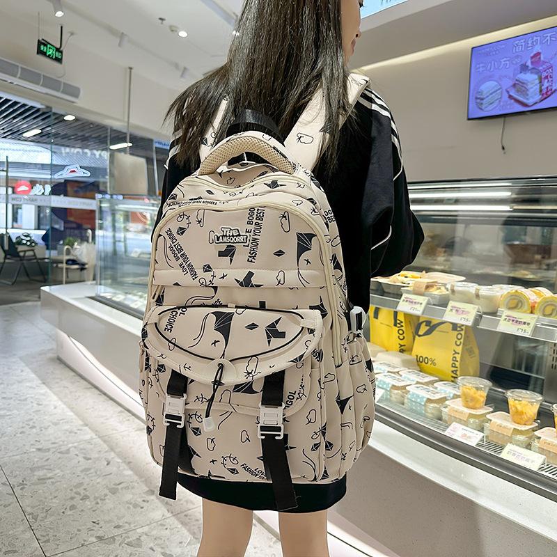 Schoolbag new high-value Korean ins college style fresh and sweet backpack junior high school students lightweight large-capacity backpack