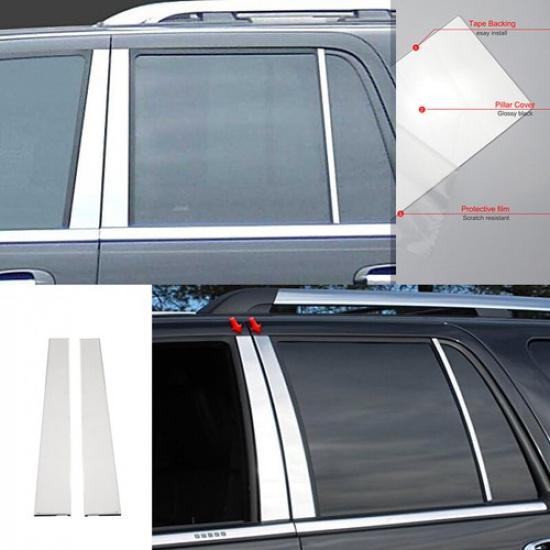 6x For 1997-2017 Lincoln Navigator ABS Silver Pillar Post Cover Trims B Pillar