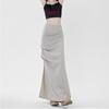 Elegant Skirt Women Sexy Slim Side Slit Pleated Mid-length Hip Skirt Y2k Vintage Fashion Bottoms Female Clothes Streetwear