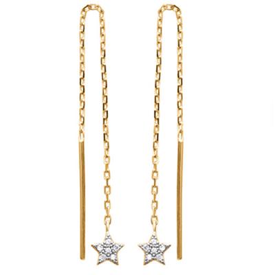[Q8938] - Gold Plated Earrings 'Une Etoile Est Née' Golden White - 5 Cm - 5 Mm