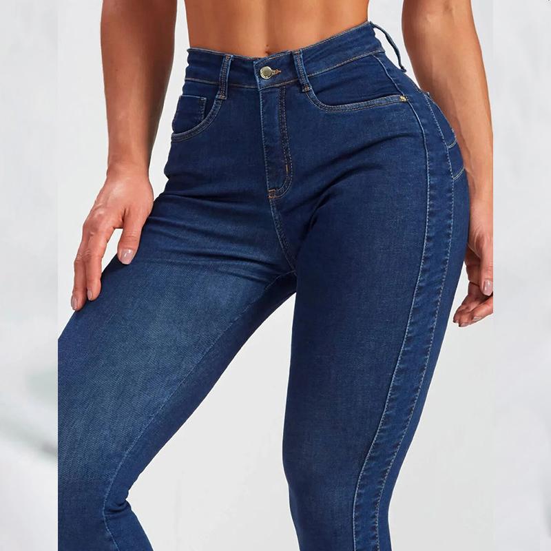 European and American Spring Slim Fit Skinny Pants Elastic High Waist Jeans Women's Trousers