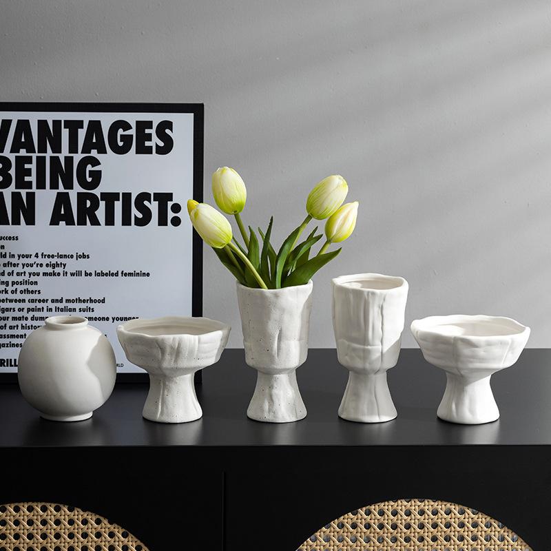 Vaso in Ceramica Bianca Nordica Creativo Minimalista Decorazione per la Casa per Fiori Secchi Soggiorno