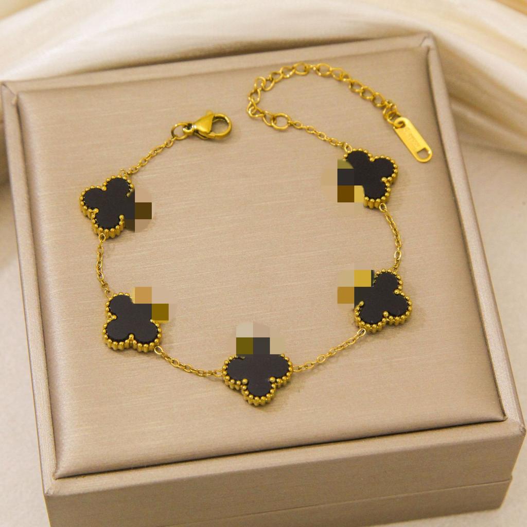 Titanstål Lyckoklöverarmband 13mm Dubbelsidigt Icke-bleknande Damers Eleganta Smycken