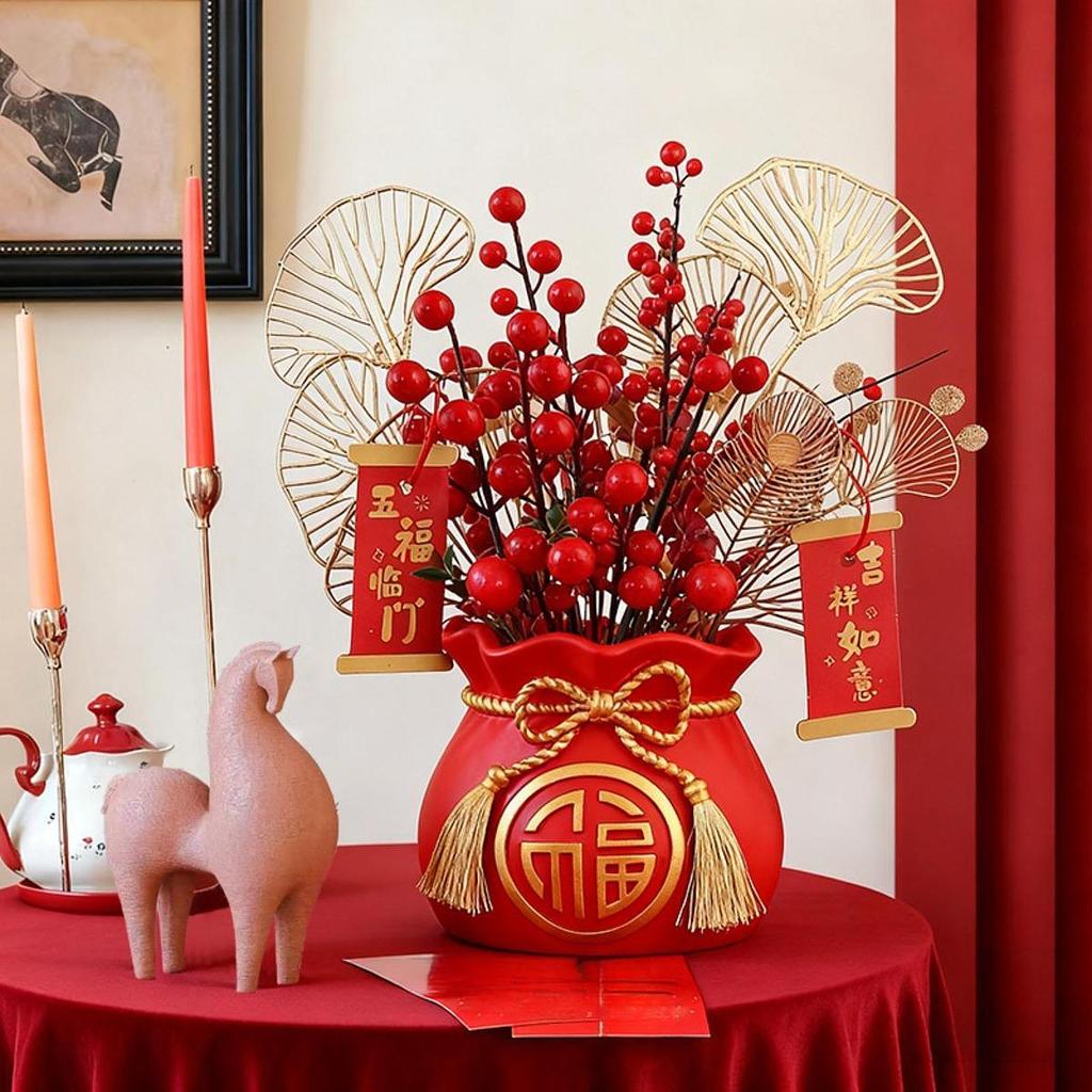 Artificial Bonsai Lucky Bag Fortune Fruit Ornaments Moving Gifts For Living Room Decoration Opening Gifts New Year Decoration