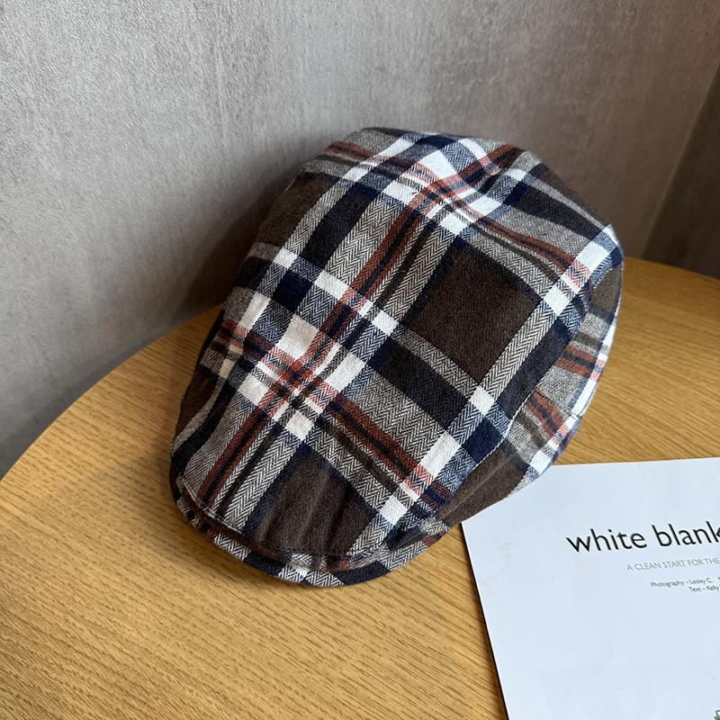 Dopamine Fashion Plaid Newsboy Cap For Women Spring Summer Sun Protection