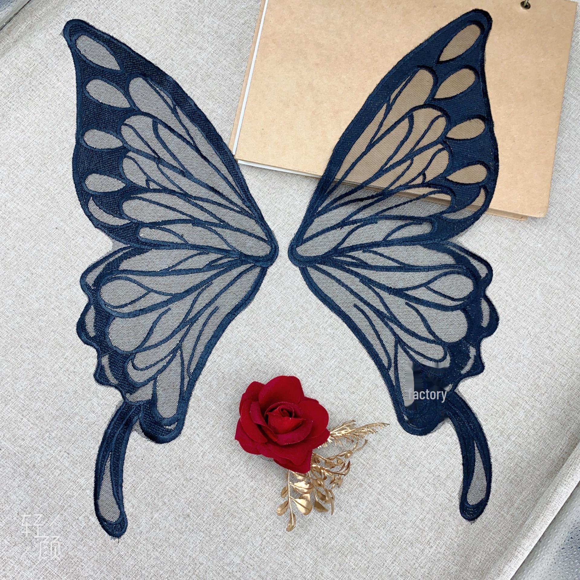 

Костюм для выступления с крыльями бабочки из кружевной сетки и вышитым корсажем