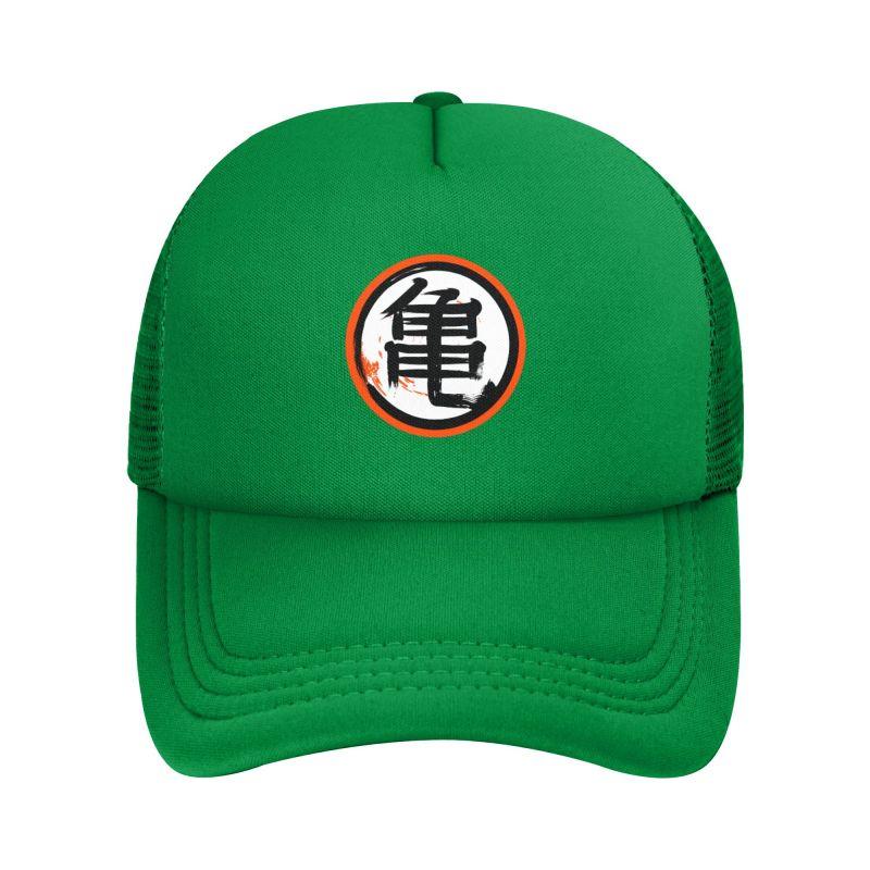 DBZ Kanji Print Pure Black Mesh Baseball Caps Unisex Adjustable Sun Hats Summer Breathable Snapback Hat Trucker Hats