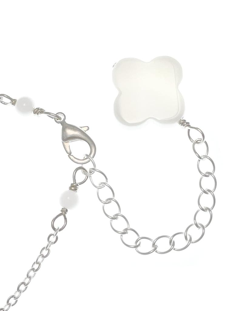 White Onyx Flower Long Natural Power AC300 Necklace, Stone, Stone,