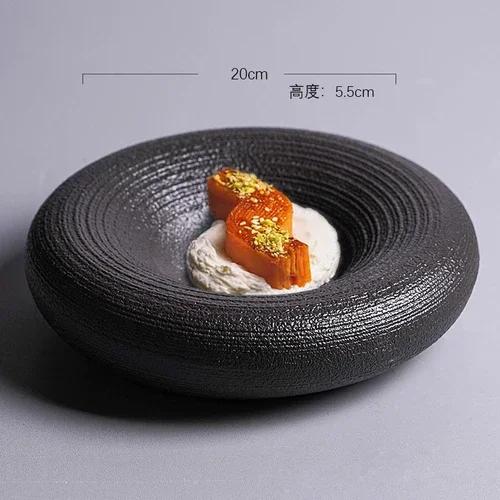 

Restaurant Artistic Conception Ceramic Tableware Creative Western Dessert Plate French Texture Frosted Double Plate Round Plate