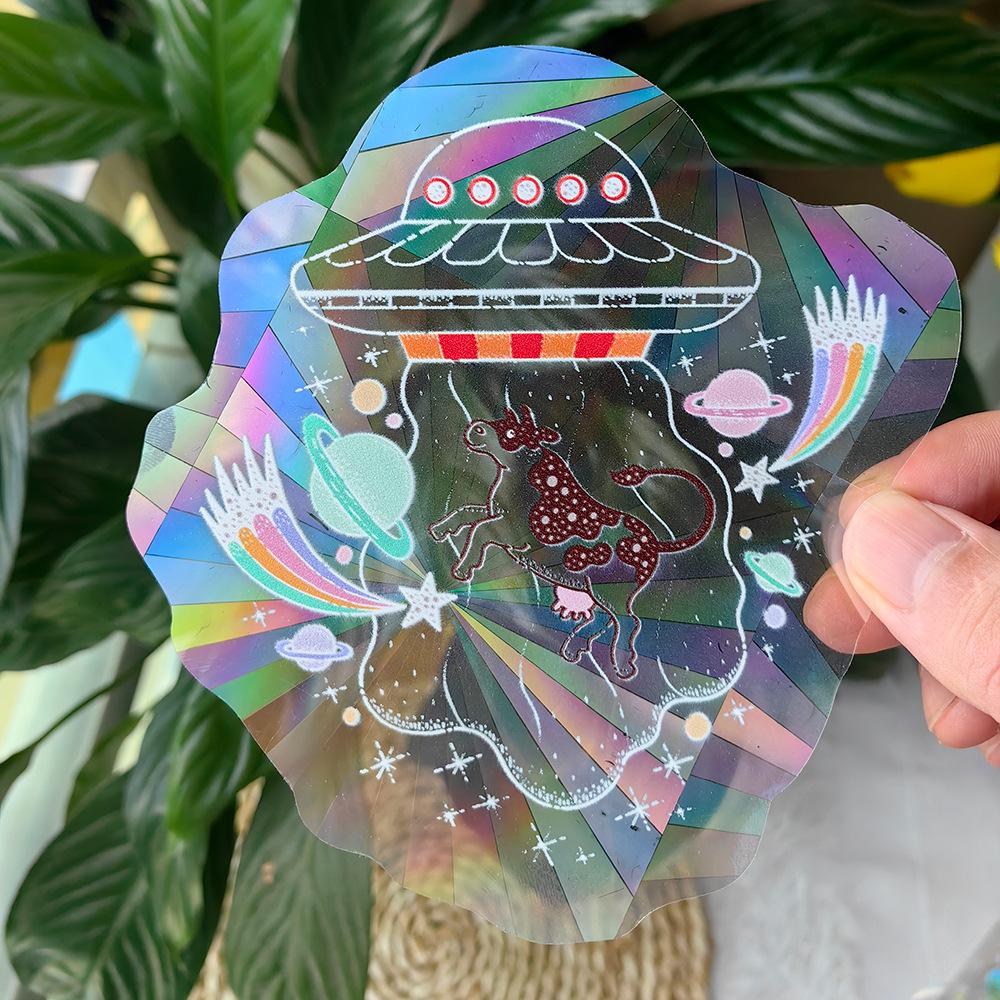 SC045-068 Window Decals for Bird Strikes Prismatic Sun Catcher PVC Rainbow Glass Stickers to Save Birds from Glass Collisions