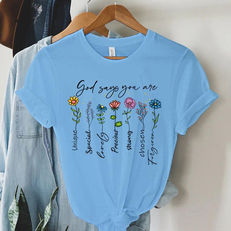 God Says You Are Unique Print T Shirt Women Gospel Music Fashion Streetwear Tops Vintage Religion Faith Christian Tees Tshirt
