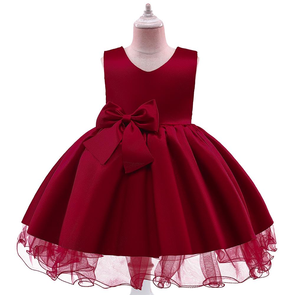 European & American Princess Mesh Bow Dress - Girls' Birthday & Piano Performance Outfit