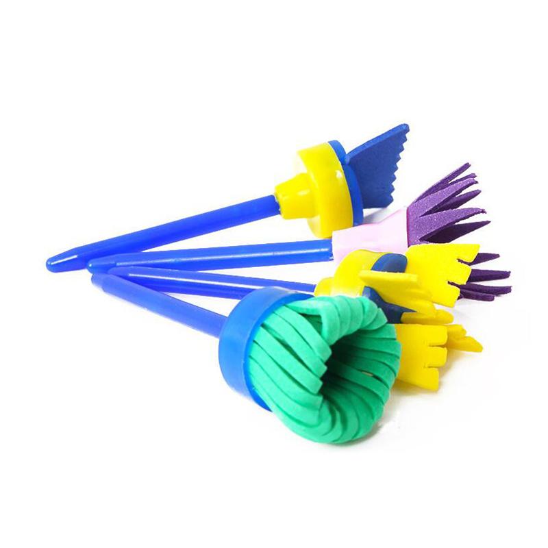 4 Stück Kinder Schwamm Stempel Pinsel DIY Malen Kritzelkunst Fingerabdruck Basteln Waschbare Kleinkind Kunstbedarf Kinder Zeichen- & Malwerkzeuge