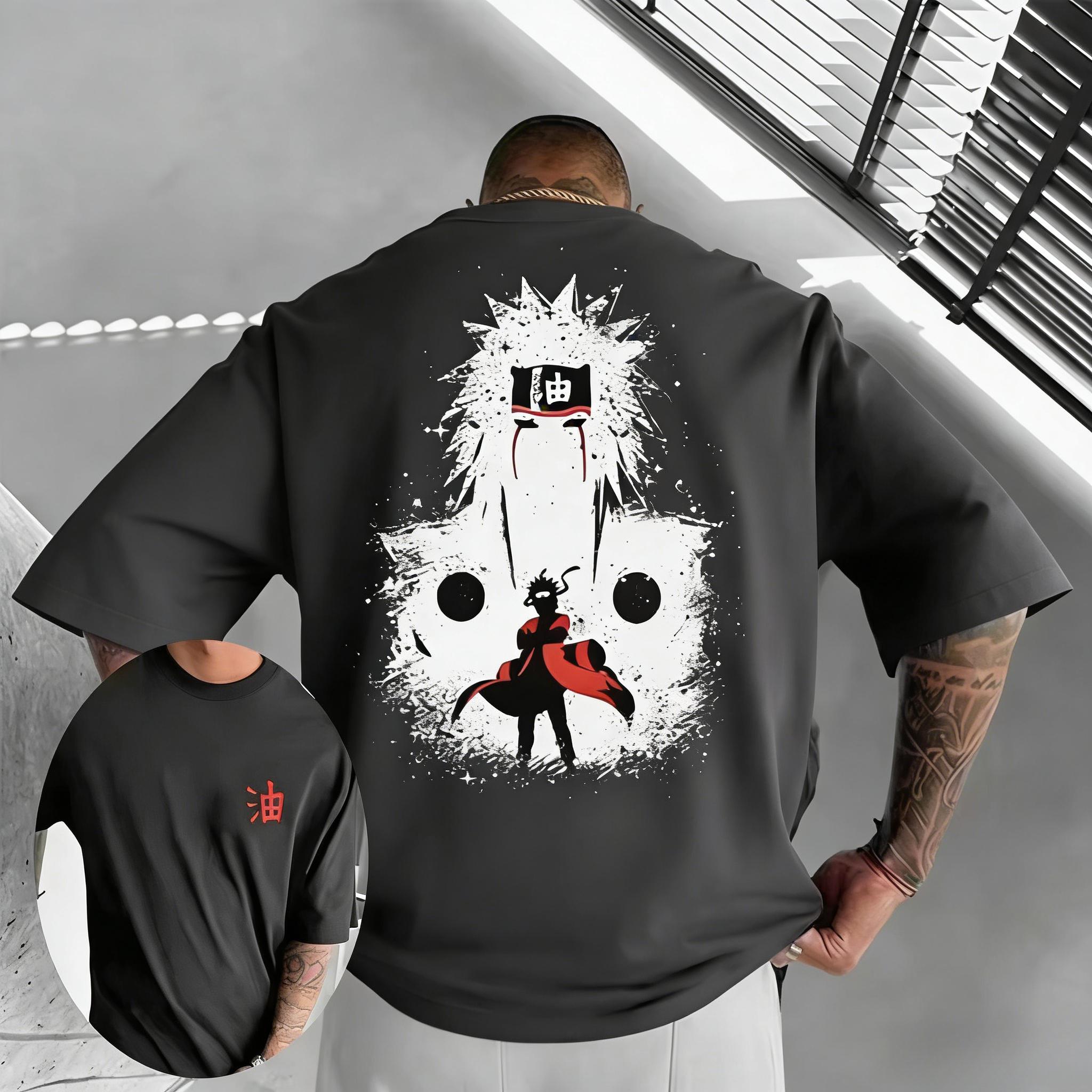 

Naruto Jiraiya Hero Story Style Tshirt Mens Anime Pattern Printed Short Sleeve Fashion High Quality Trendy Pure Cotton Top XL