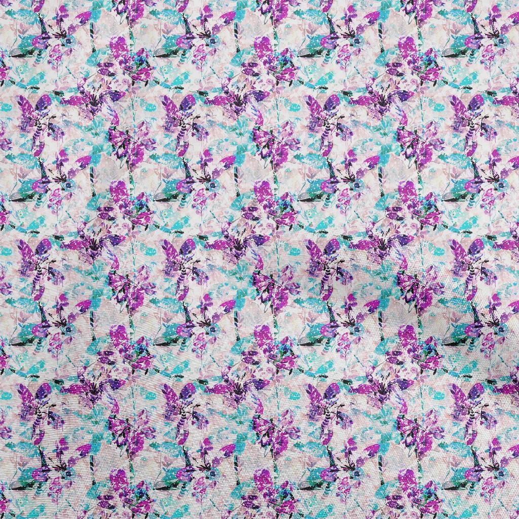 oneOone Cotton Flex Green Fabric Abstract Floral Dress Material Fabric Print Fabric By The Yard 40 Inch
