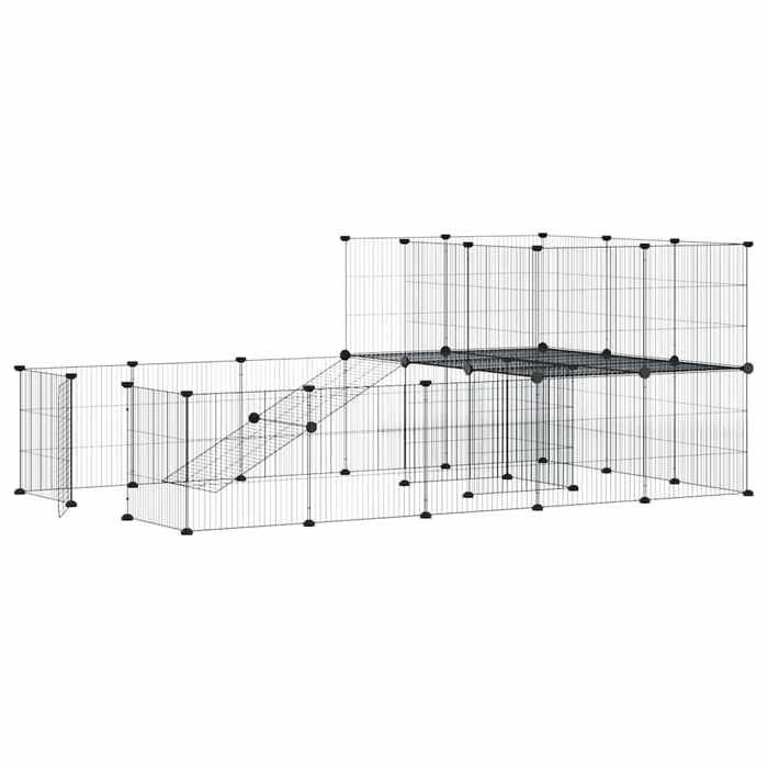 3114062 vidaXL Cage animaux de compagnie à 36 panneaux et porte Noir 35x35 cm