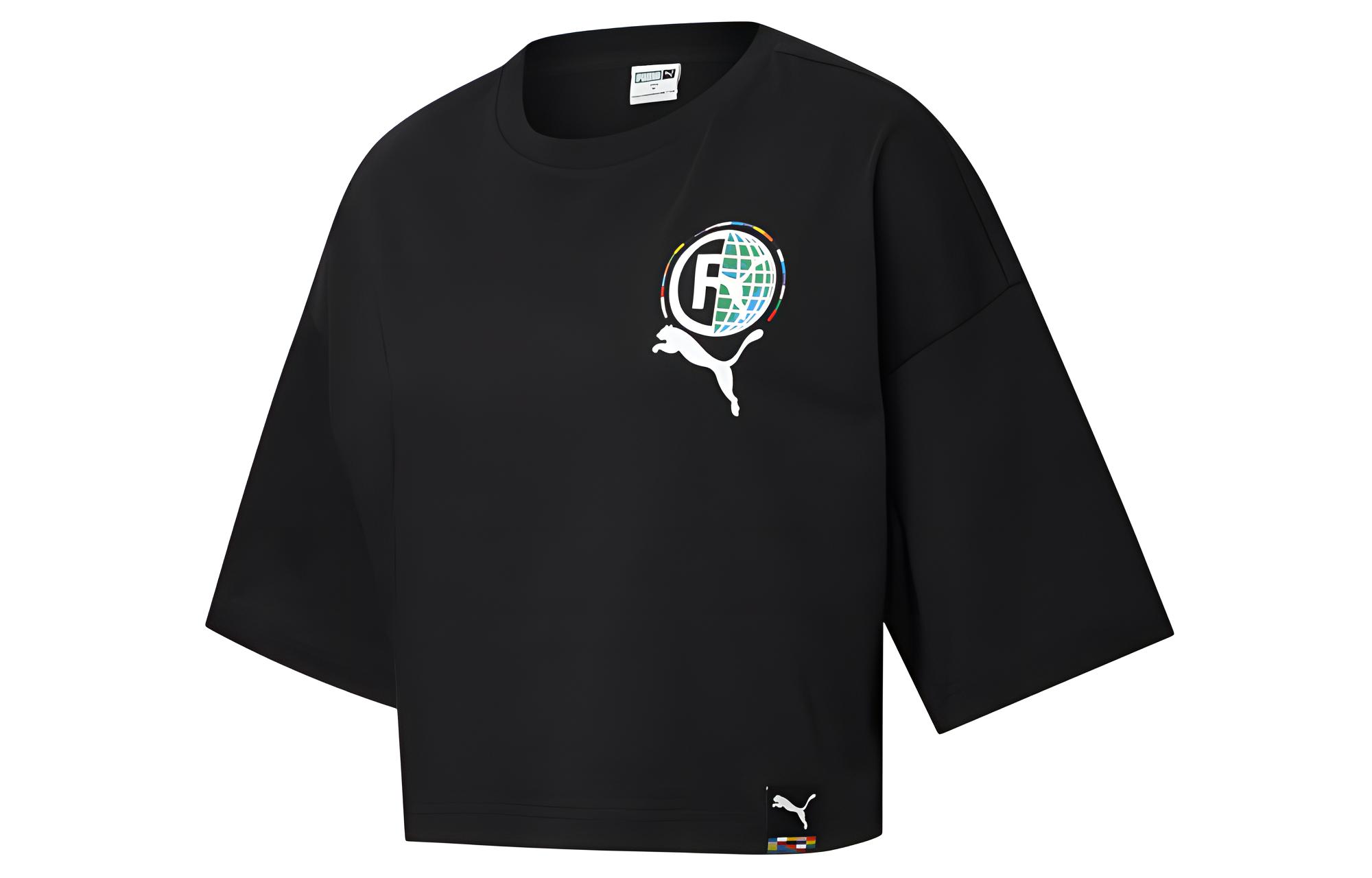 PUMA Drop Shoulder Sleeve T Shirt Women s Black 532276-01 M