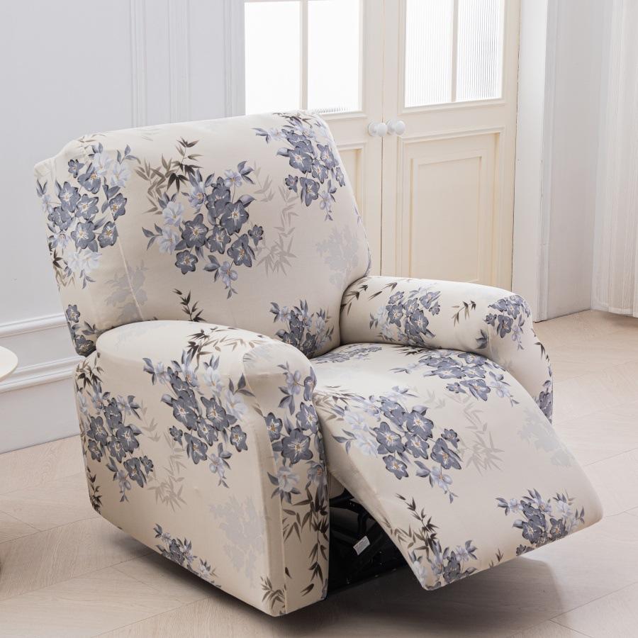 

Fashion Luxury 4 Pieces Recliner Flower Sofa Cover for Living Room Elastic Reclining Chair Cover Protection Relax Armchair Cover Single Seat(4pc)