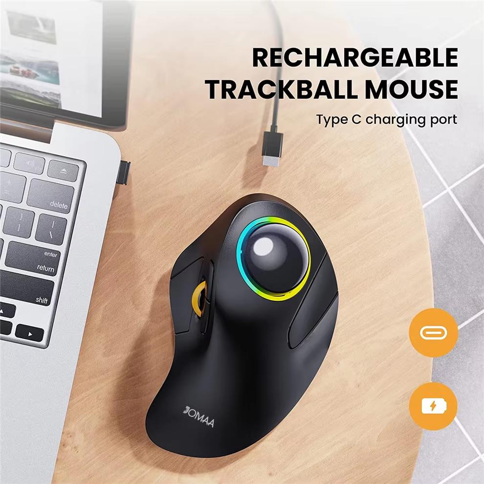 Επαναφορτιζόμενο Εργονομικό RGB Ποντίκι Rollerball Σύνδεση 3 Συσκευών για PC, Φορητό Υπολογιστή, iPad, Mac, Windows Ασύρματο Ποντίκι Trackball
