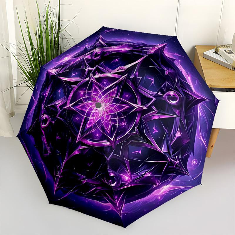 1pc Cosmic Mandala Folding Umbrella, Durable, Suitable for Outdoor Activities or Rain, Suitable for Commuting Yy251027051