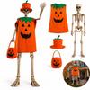 Skelett Kostüm Set mit Halloween Kürbis Zylinder für Außenhof Dekoration und Große Skelett Accessoires