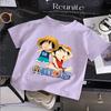 Cute One Piece Luffy Kids T-Shirt, Classic Anime Character Design, Comfortable Cotton Summer Tee for Boys and Girls