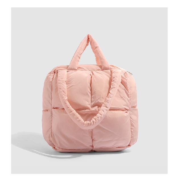 Elegant quilted soft padded large-capacity tote bag for women, 2025 new down bag, shoulder bag, tote bag розовый
