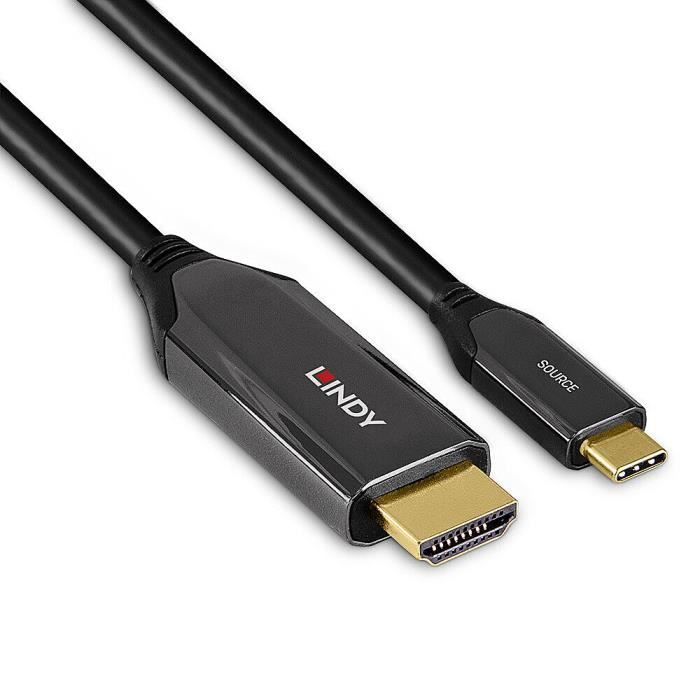 Câble Adaptateur USB Type C vers HDMI - LINDY - 8K60 - 3m - HDMI 2.1 - Connecteur plaqué or